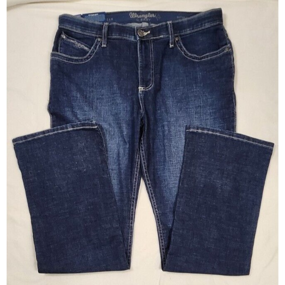 Wrangler Q-baby Riding Jeans‎ Womens 33 15x34 Ultimate Denim Dark Wash Blue